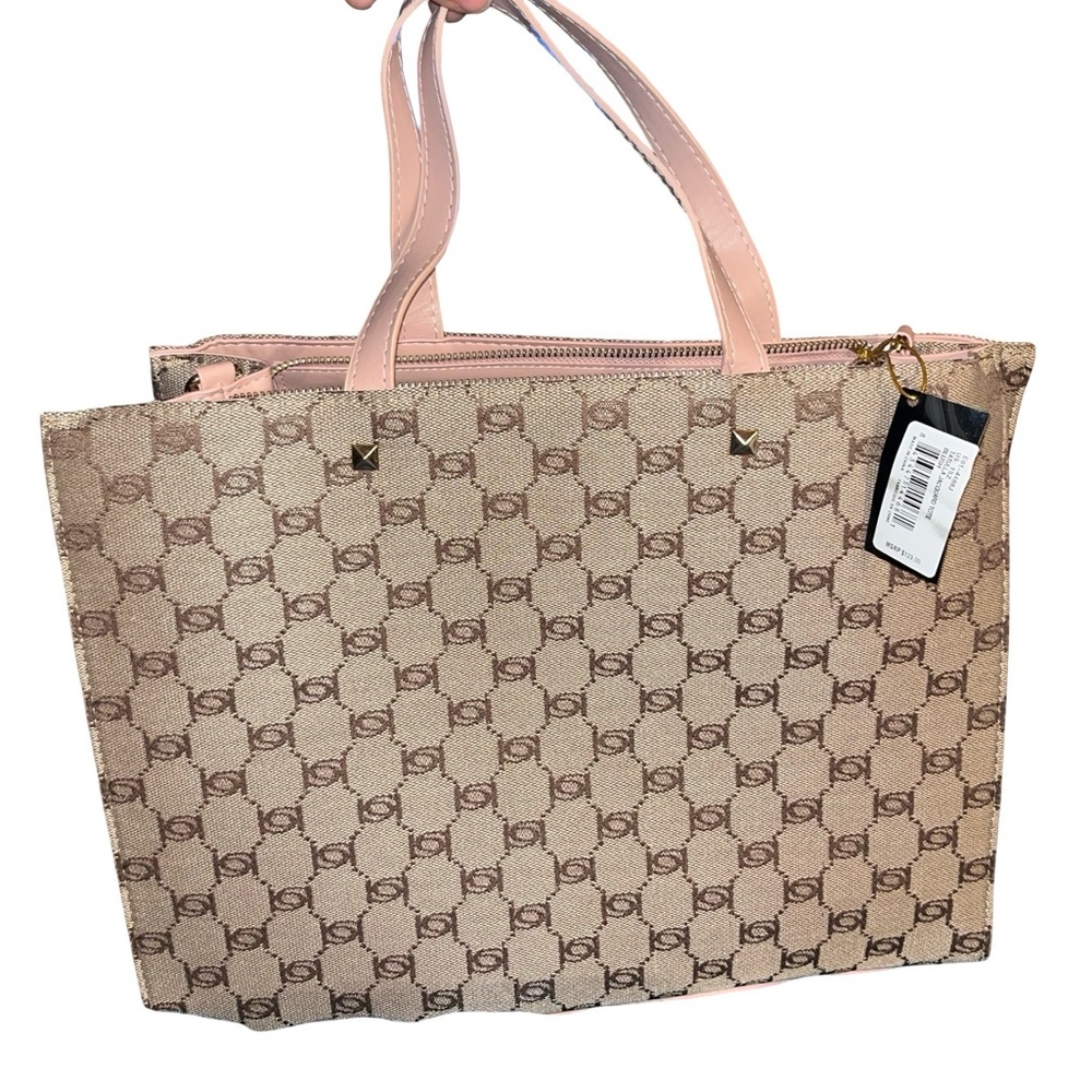 Bebe Signature Beige and Pink Tote - Picture 4 of 9